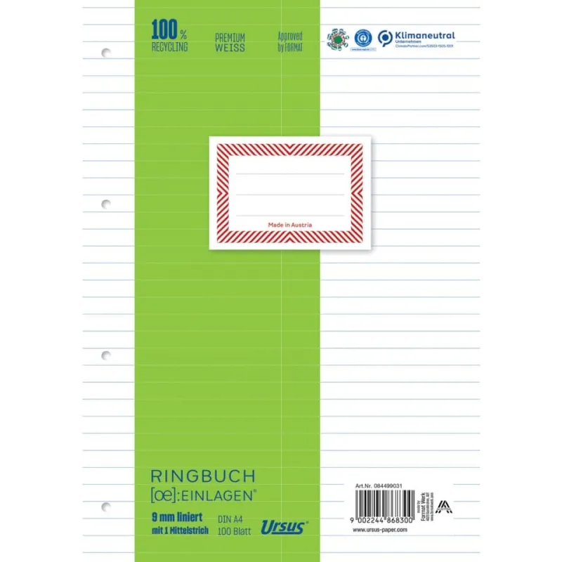 Ringbucheinlage A4 100 Blatt