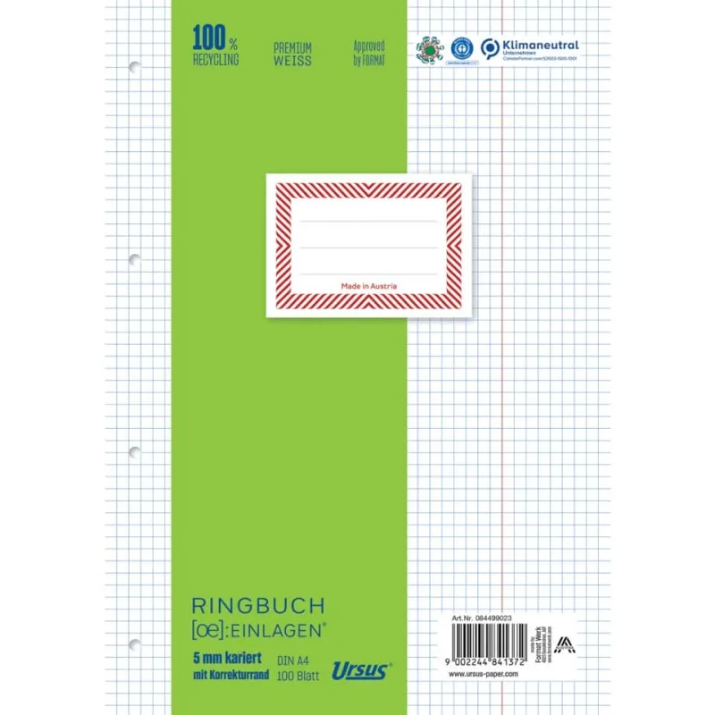 Ringbucheinlage A4 100 Blatt