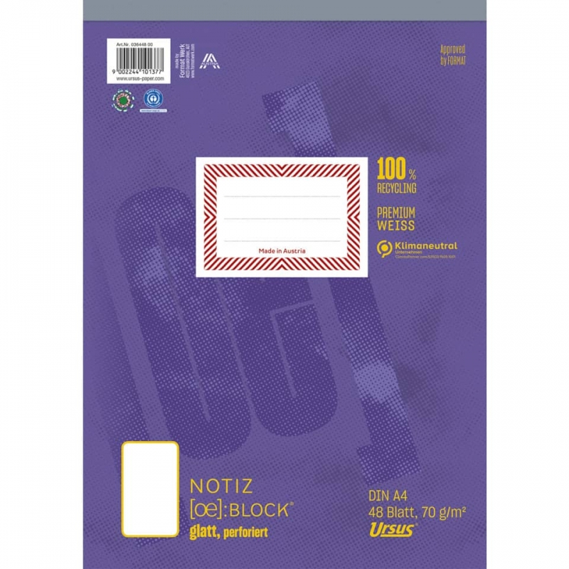 Ursus Notizblock A4 48 Blatt (FormatX)